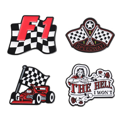 Cartoon Style Cowboy Style Sports Letter Flag Racing Car Alloy Stamping Stoving Varnish Plating Unisex Badge Brooches Collar Pin