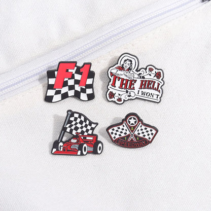 Cartoon Style Cowboy Style Sports Letter Flag Racing Car Alloy Stamping Stoving Varnish Plating Unisex Badge Brooches Collar Pin