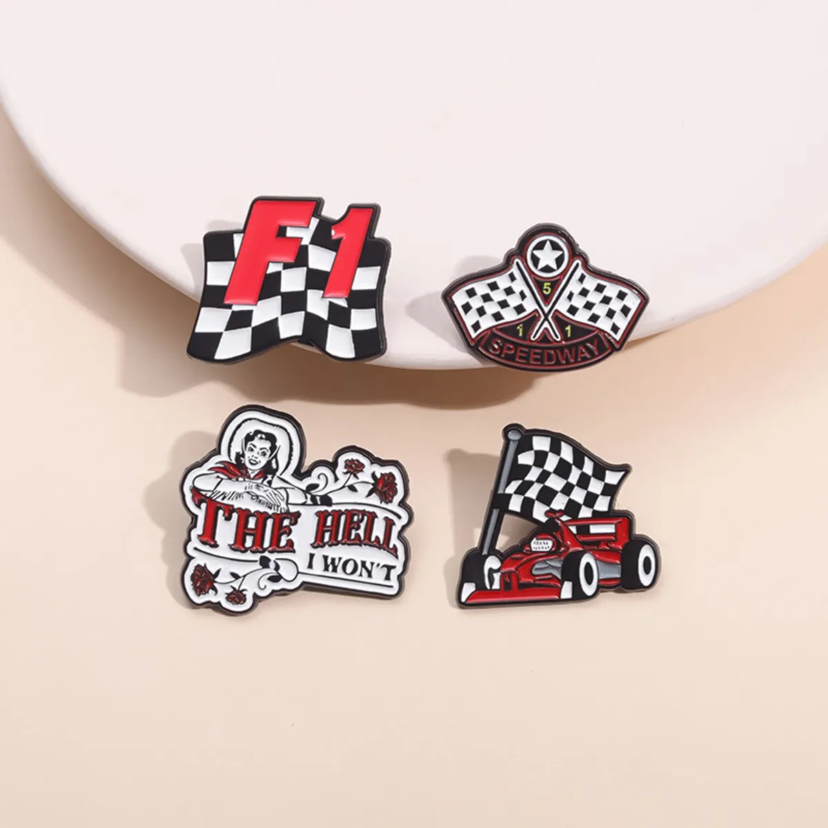 Cartoon Style Cowboy Style Sports Letter Flag Racing Car Alloy Stamping Stoving Varnish Plating Unisex Badge Brooches Collar Pin