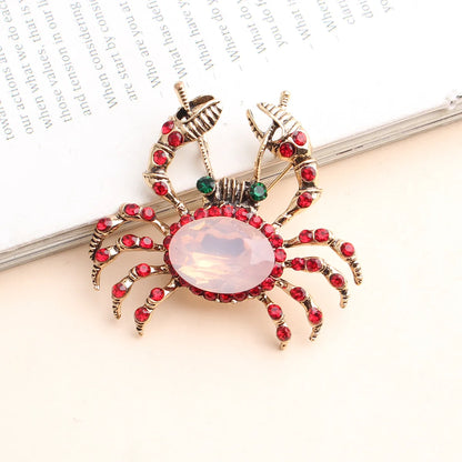 Cartoon Style Crab Alloy Inlay Artificial Gemstones Women'S Brooches