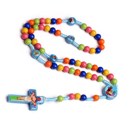 Cartoon Style Cross Wood Epoxy Kid'S Necklace