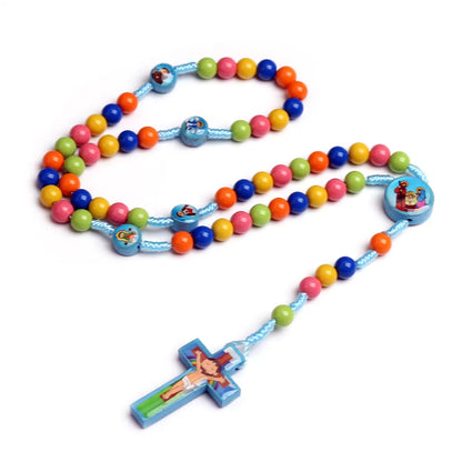 Cartoon Style Cross Wood Epoxy Kid'S Necklace