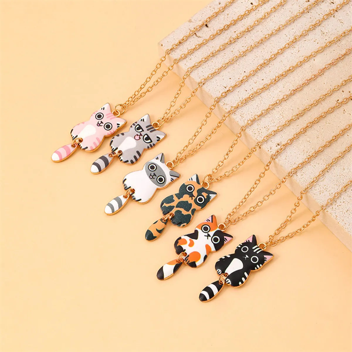 Cartoon Style Cute Animal Cat Alloy Wholesale Earrings Necklace Jewelry Set