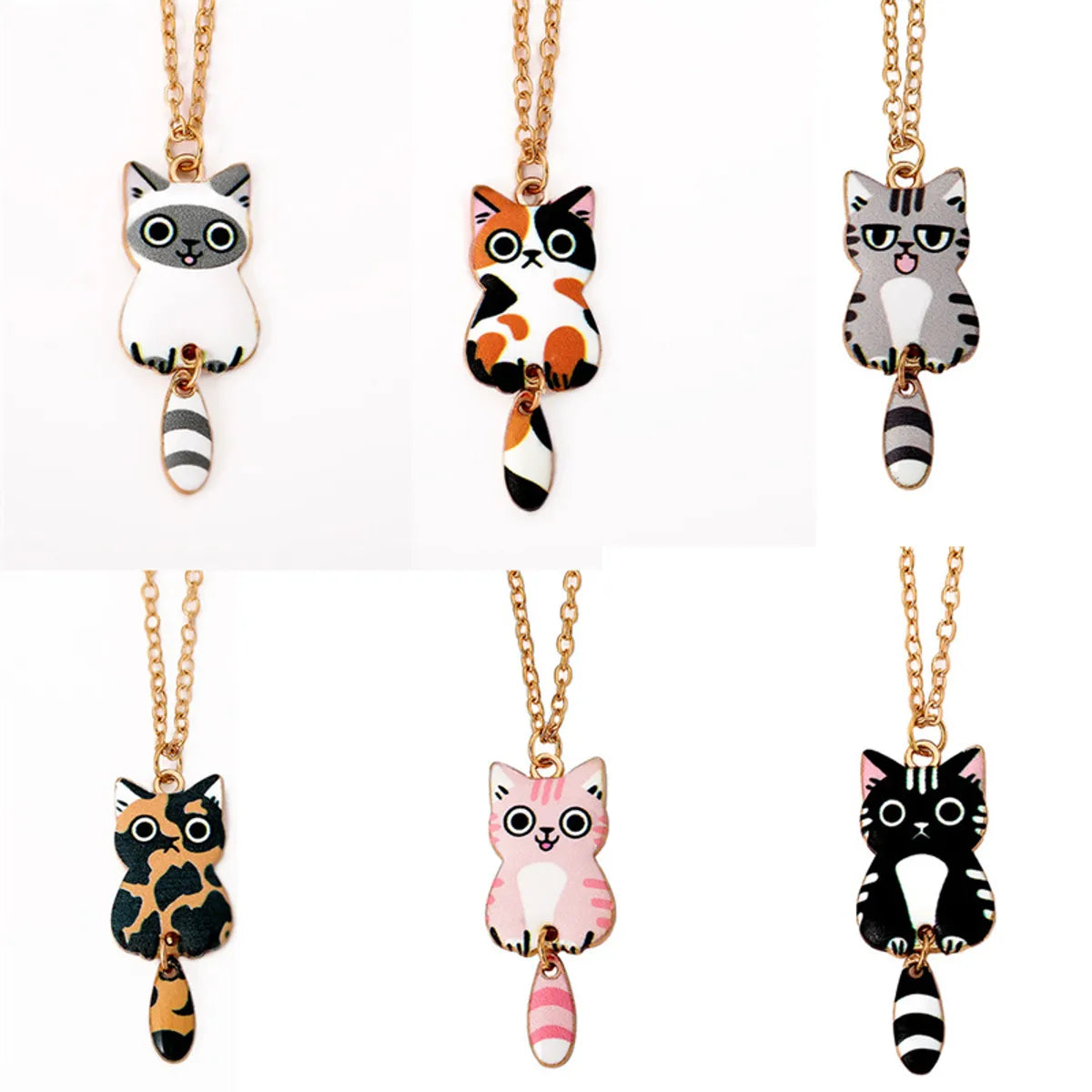 Cartoon Style Cute Animal Cat Alloy Wholesale Earrings Necklace Jewelry Set