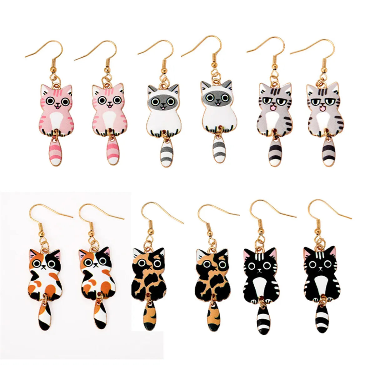 Cartoon Style Cute Animal Cat Alloy Wholesale Earrings Necklace Jewelry Set