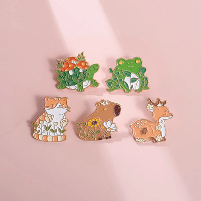 Cartoon Style Cute Animal Flower Alloy Stoving Varnish Plating Unisex Brooches