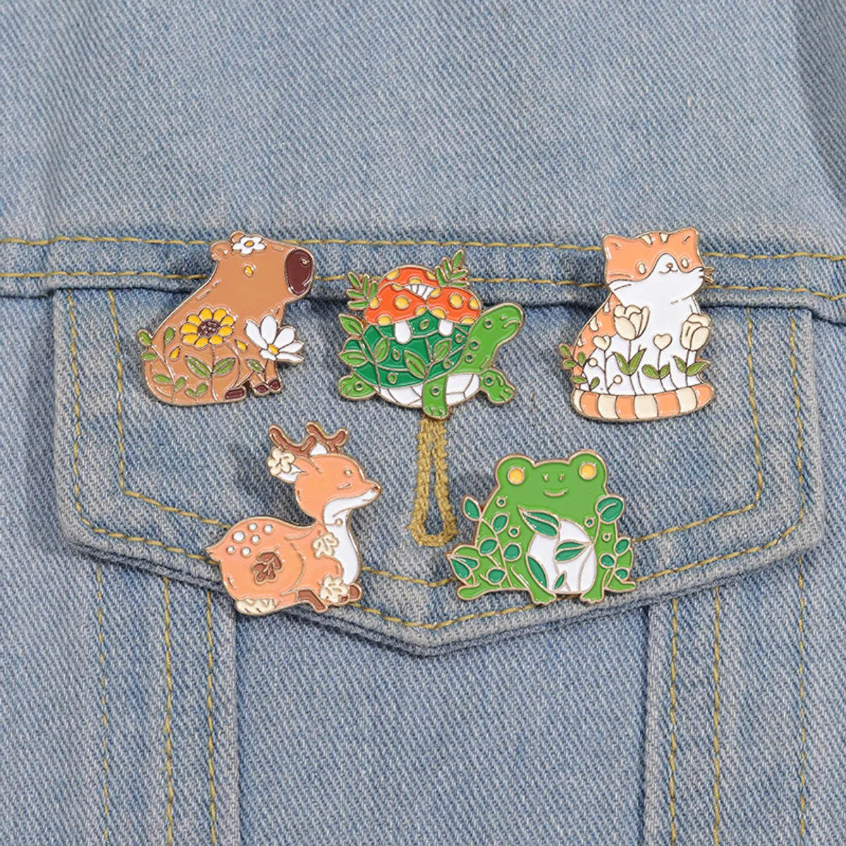 Cartoon Style Cute Animal Flower Alloy Stoving Varnish Plating Unisex Brooches