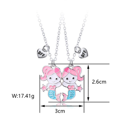 Cartoon Style Cute Animal Mermaid Alloy Plating Girl'S Pendant Necklace