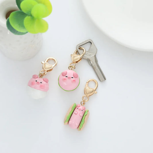 Cartoon Style Cute Animal Pig Metal Bag Pendant Keychain