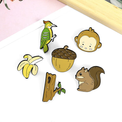 Cartoon Style Cute Animal Pine Cones Banana Alloy Enamel Women'S Brooches