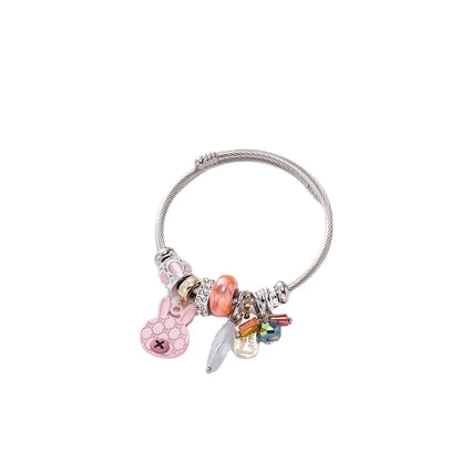 Cartoon Style Cute Bear Alloy Steel Beaded Inlay Zircon Women's Bangle