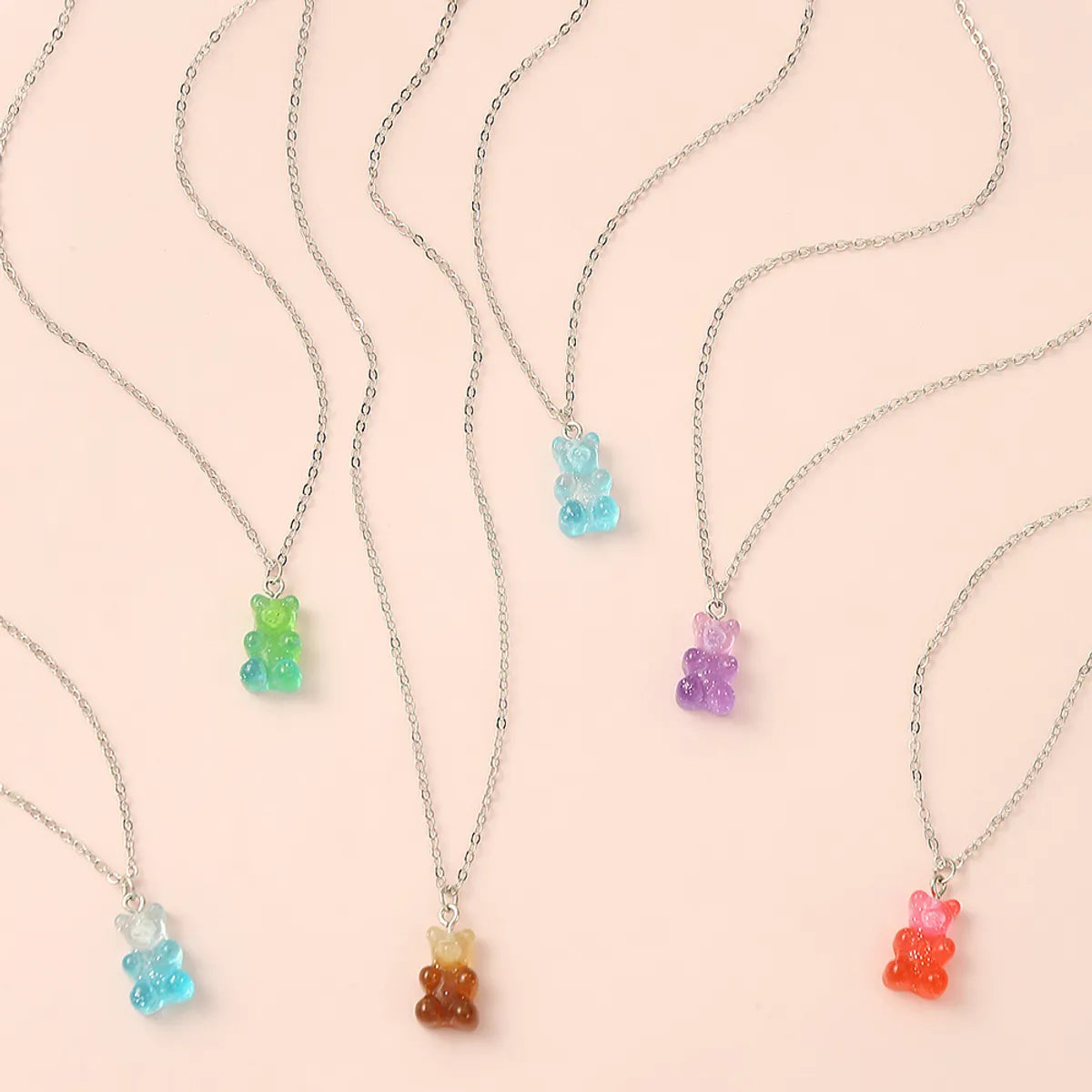 Cartoon Style Cute Bear Resin Girl's Pendant Necklace