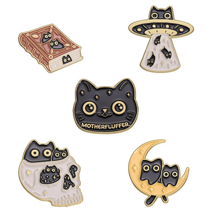 Cartoon Style Cute Book Moon Cat Alloy Plating Unisex Brooches