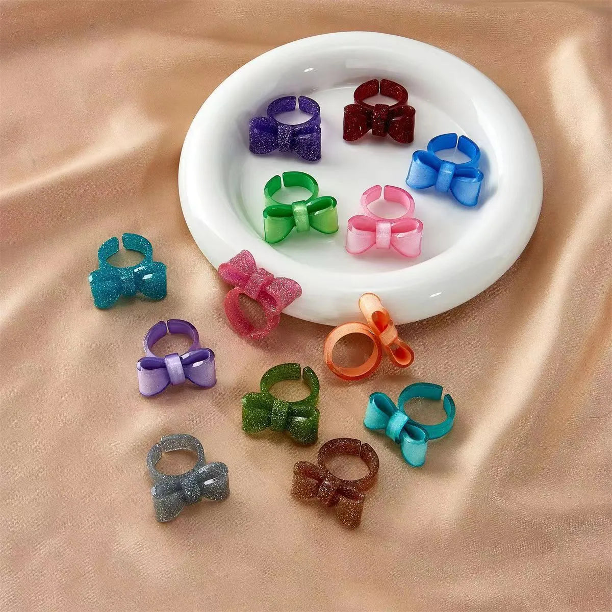 Cartoon Style Cute Bow Knot Arylic Women's Open Rings