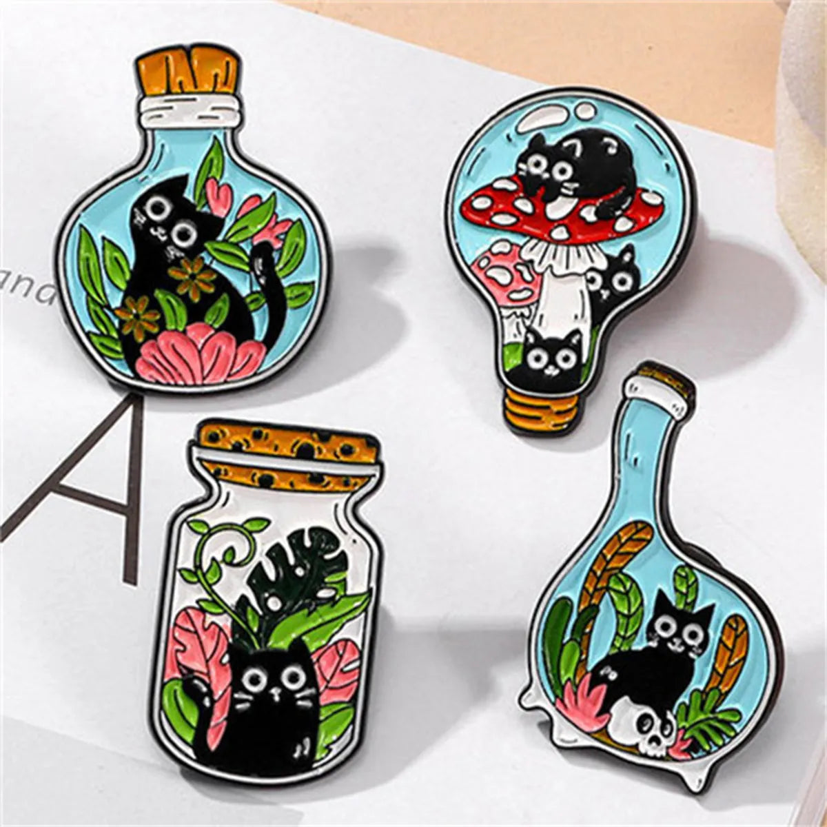 Cartoon Style Cute Cat Alloy Stoving Varnish Plating Unisex Brooches