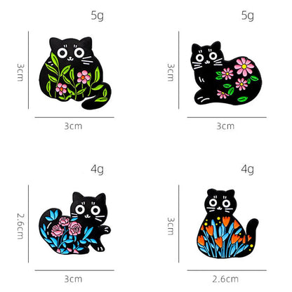 Cartoon Style Cute Cat Flower Alloy Stamping Stoving Varnish Plating Unisex Brooches