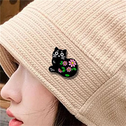 Cartoon Style Cute Cat Flower Alloy Stamping Stoving Varnish Plating Unisex Brooches