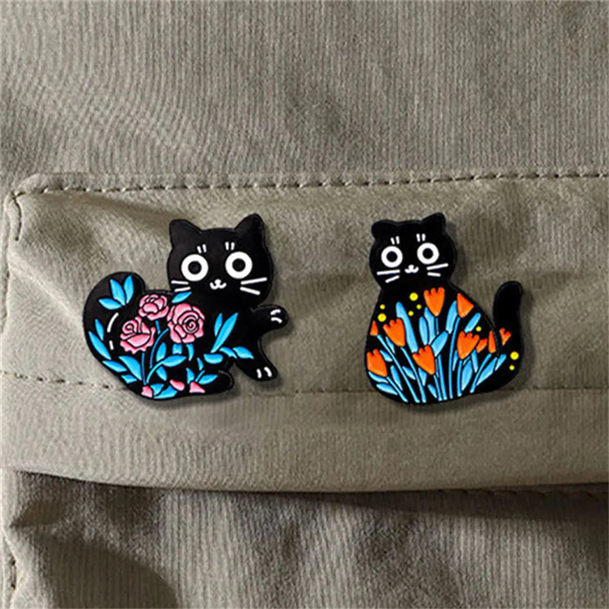 Cartoon Style Cute Cat Flower Alloy Stamping Stoving Varnish Plating Unisex Brooches