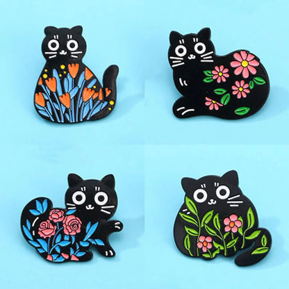 Cartoon Style Cute Cat Flower Alloy Stamping Stoving Varnish Plating Unisex Brooches