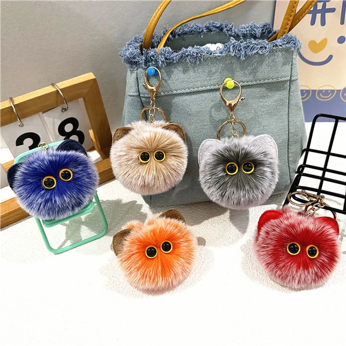 Cartoon Style Cute Cat Plush Unisex Keychain