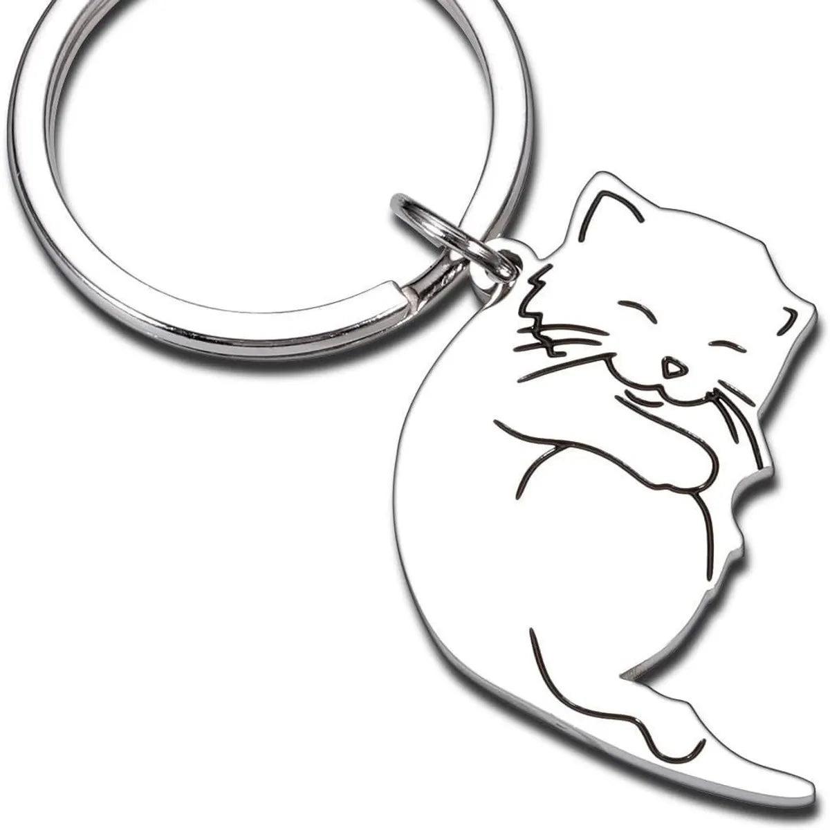 Cartoon Style Cute Cat Titanium Steel Unisex Bag Pendant Keychain