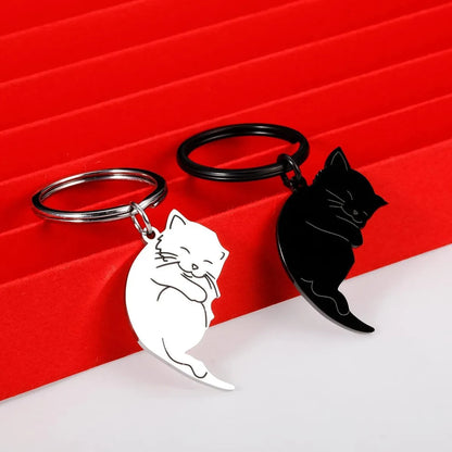 Cartoon Style Cute Cat Titanium Steel Unisex Bag Pendant Keychain