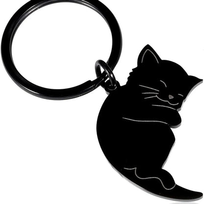 Cartoon Style Cute Cat Titanium Steel Unisex Bag Pendant Keychain