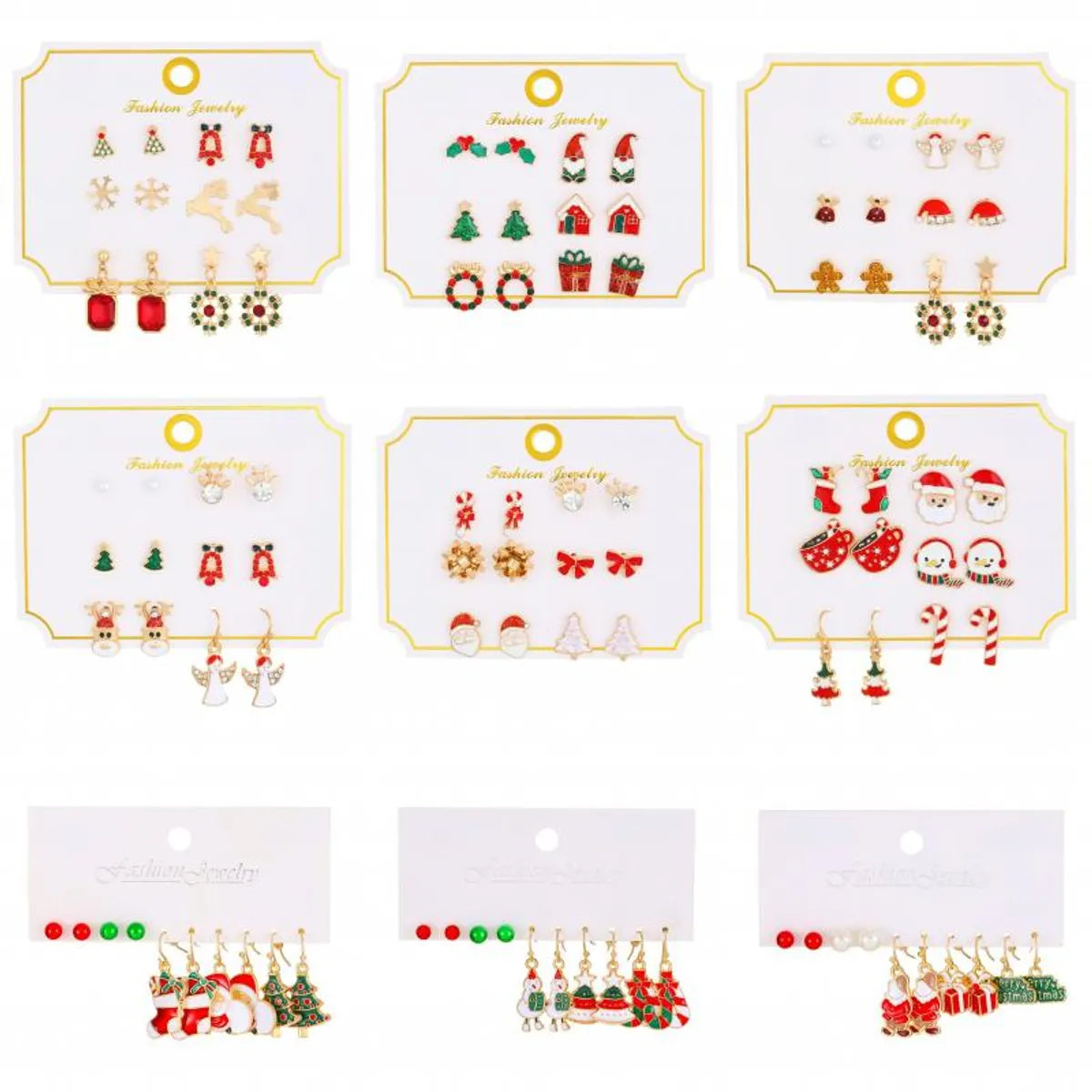 Cartoon Style Cute Classic Style Christmas Tree Santa Claus Bell Alloy Stoving Varnish Plating Inlay Rhinestones Zircon 18k Gold Plated Silver Plated Christmas Women's Jewelry Set