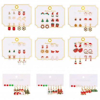 Cartoon Style Cute Classic Style Christmas Tree Santa Claus Bell Alloy Stoving Varnish Plating Inlay Rhinestones Zircon 18k Gold Plated Silver Plated Christmas Women's Jewelry Set