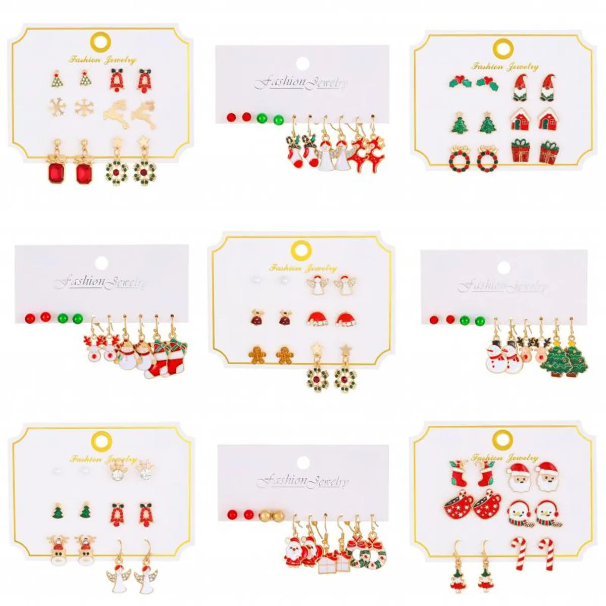 Cartoon Style Cute Classic Style Christmas Tree Santa Claus Bell Alloy Stoving Varnish Plating Inlay Rhinestones Zircon 18k Gold Plated Silver Plated Christmas Women's Jewelry Set