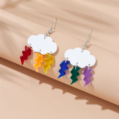 Cartoon Style Cute Clouds Water Droplets Lightning Arylic Women'S Drop Earrings