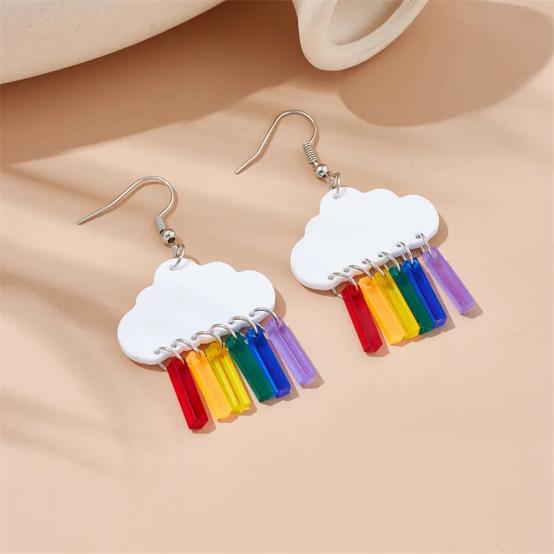 Cartoon Style Cute Clouds Water Droplets Lightning Arylic Women'S Drop Earrings