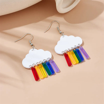 Cartoon Style Cute Clouds Water Droplets Lightning Arylic Women'S Drop Earrings