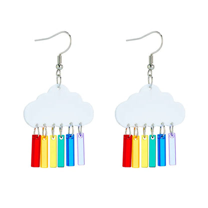 Cartoon Style Cute Clouds Water Droplets Lightning Arylic Women'S Drop Earrings