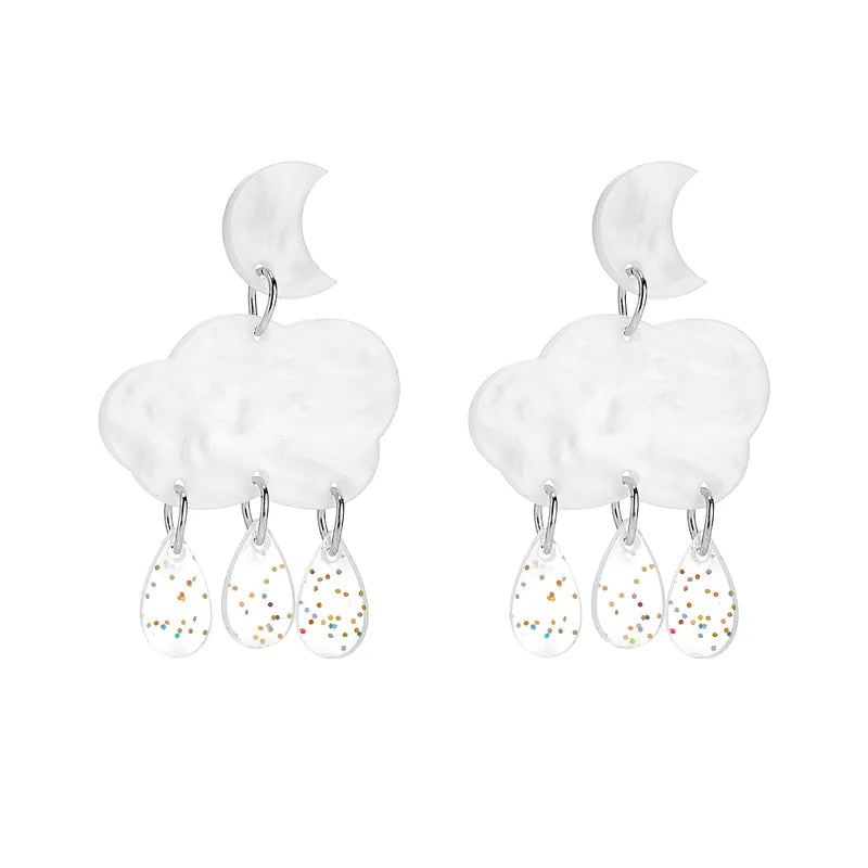 Cartoon Style Cute Clouds Water Droplets Lightning Arylic Women'S Drop Earrings