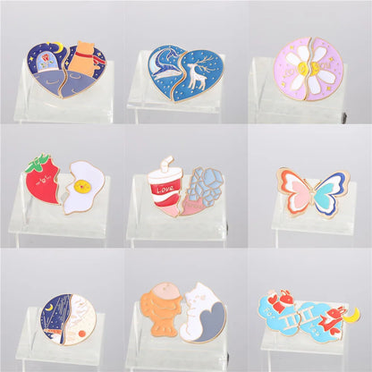 Cartoon Style Cute Cowboy Style Animal Moon Fruit Alloy Patchwork Stoving Varnish Plating Women'S Brooches