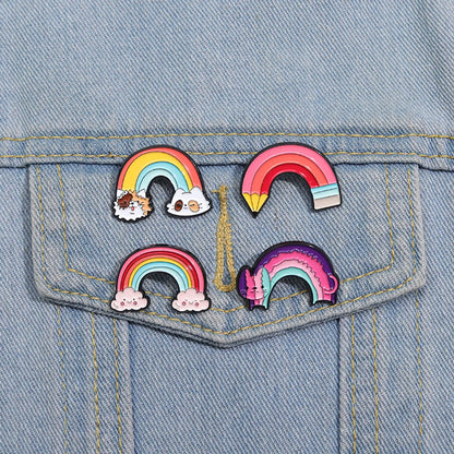 Cartoon Style Cute Cowboy Style Animal Rainbow Alloy Stamping Stoving Varnish Plating Unisex Brooches