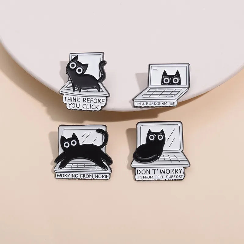 Cartoon Style Cute Cowboy Style Cat Computer Alloy Stamping Stoving Varnish Plating Unisex Brooches