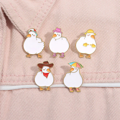 Cartoon Style Cute Cowboy Style Duck Alloy Stamping Stoving Varnish Plating Women'S Brooches