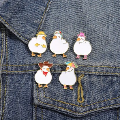 Cartoon Style Cute Cowboy Style Duck Alloy Stamping Stoving Varnish Plating Women'S Brooches