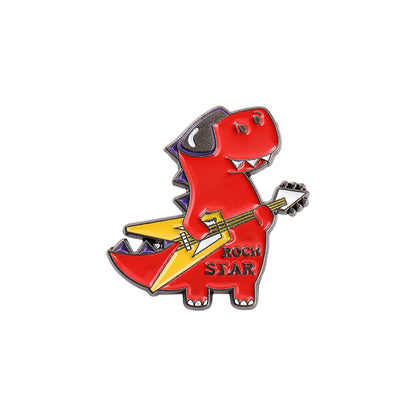 Cartoon Style Cute Cowboy Style Guitar Dinosaur Bicycle Alloy Stamping Stoving Varnish Plating Unisex Brooches