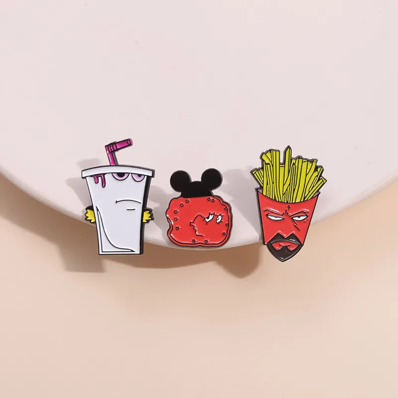 Cartoon Style Cute Cowboy Style Hamburger French Fries Alloy Stamping Stoving Varnish Plating Women'S Brooches