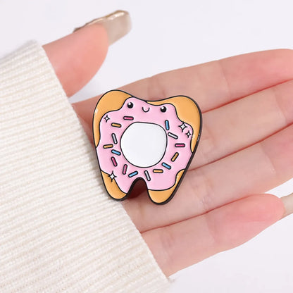 Cartoon Style Cute Cowboy Style Ice Cream Teeth Strawberry Alloy Stamping Stoving Varnish Women'S Brooches