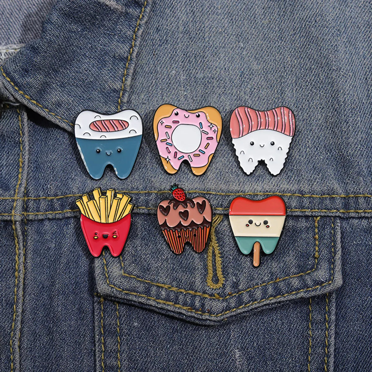 Cartoon Style Cute Cowboy Style Ice Cream Teeth Strawberry Alloy Stamping Stoving Varnish Women'S Brooches