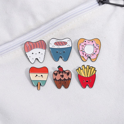 Cartoon Style Cute Cowboy Style Ice Cream Teeth Strawberry Alloy Stamping Stoving Varnish Women'S Brooches