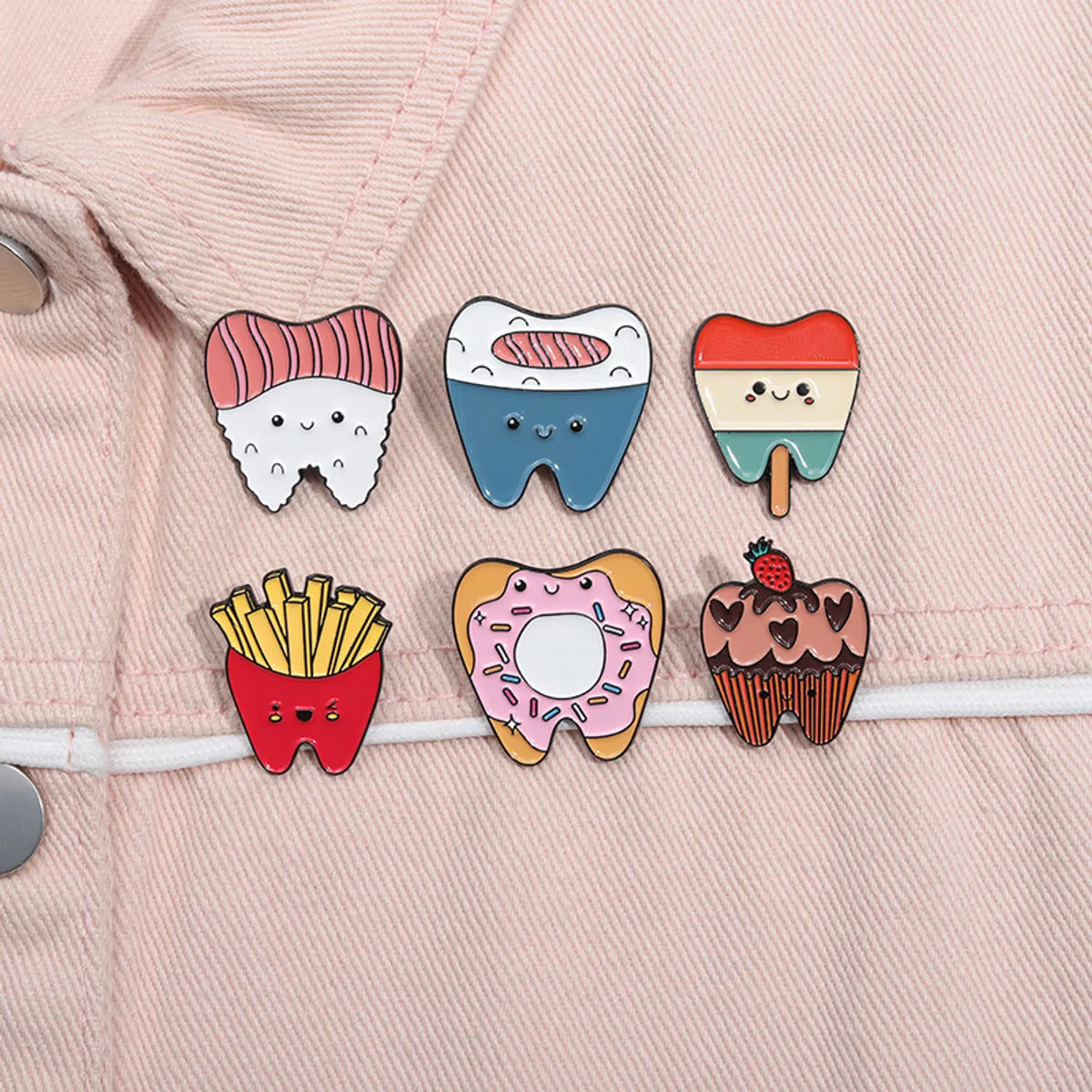 Cartoon Style Cute Cowboy Style Ice Cream Teeth Strawberry Alloy Stamping Stoving Varnish Women'S Brooches