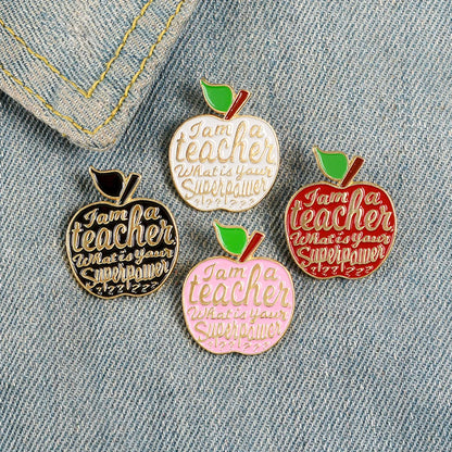 Cartoon Style Cute Cowboy Style Letter Apple Alloy Stamping Stoving Varnish Plating Unisex Badge Brooches Collar Pin