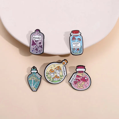 Cartoon Style Cute Cowboy Style Letter Bottle Mushroom Alloy Stamping Stoving Varnish Plating Unisex Brooches