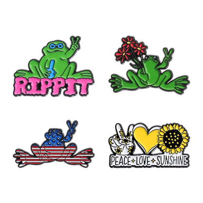 Cartoon Style Cute Cowboy Style Letter Flower Frog Alloy Stamping Stoving Varnish Plating Unisex Badge Brooches Collar Pin