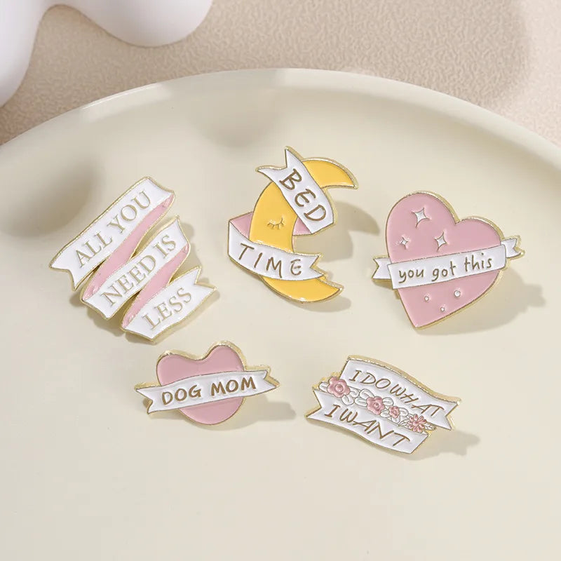 Cartoon Style Cute Cowboy Style Letter Moon Heart Shape Alloy Stamping Stoving Varnish Plating Unisex Brooches